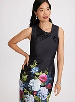 Floral Twist-Neck Sheath Dress