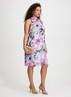 Mock Neck Floral Print Dress