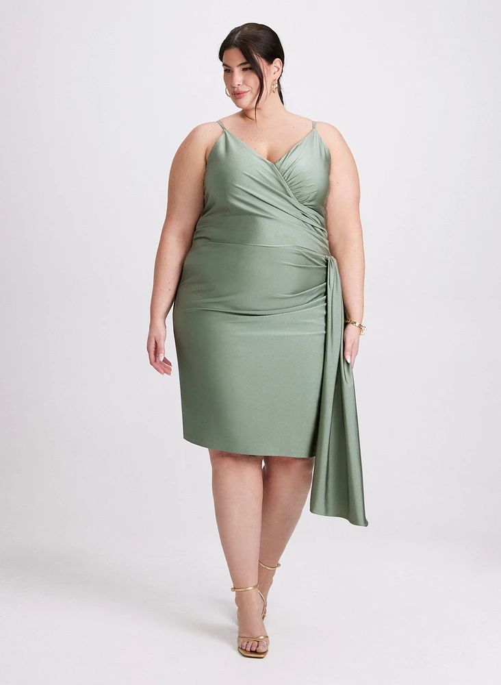 Flounced Front Satin Dress