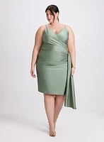 Flounced Front Satin Dress