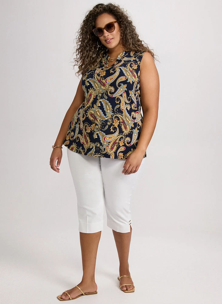 Paisley Split Neck Blouse