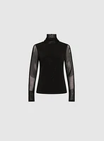Rhinestone Embellished Mock Neck Top