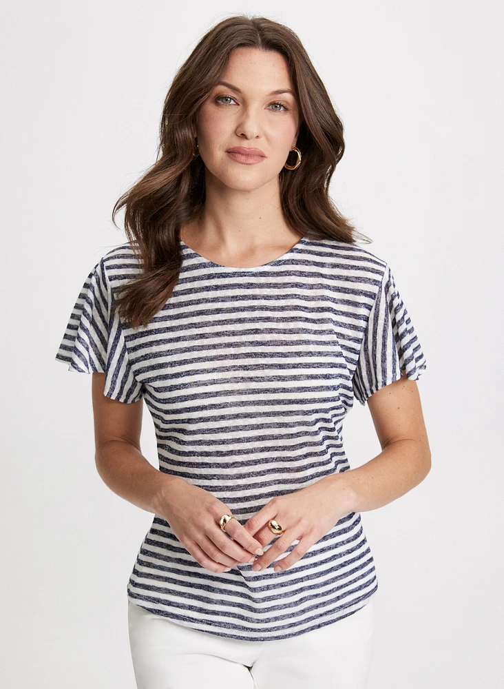 Striped Flare Sleeve T-Shirt