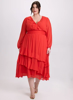 Asymmetric Ruffle Front Dress