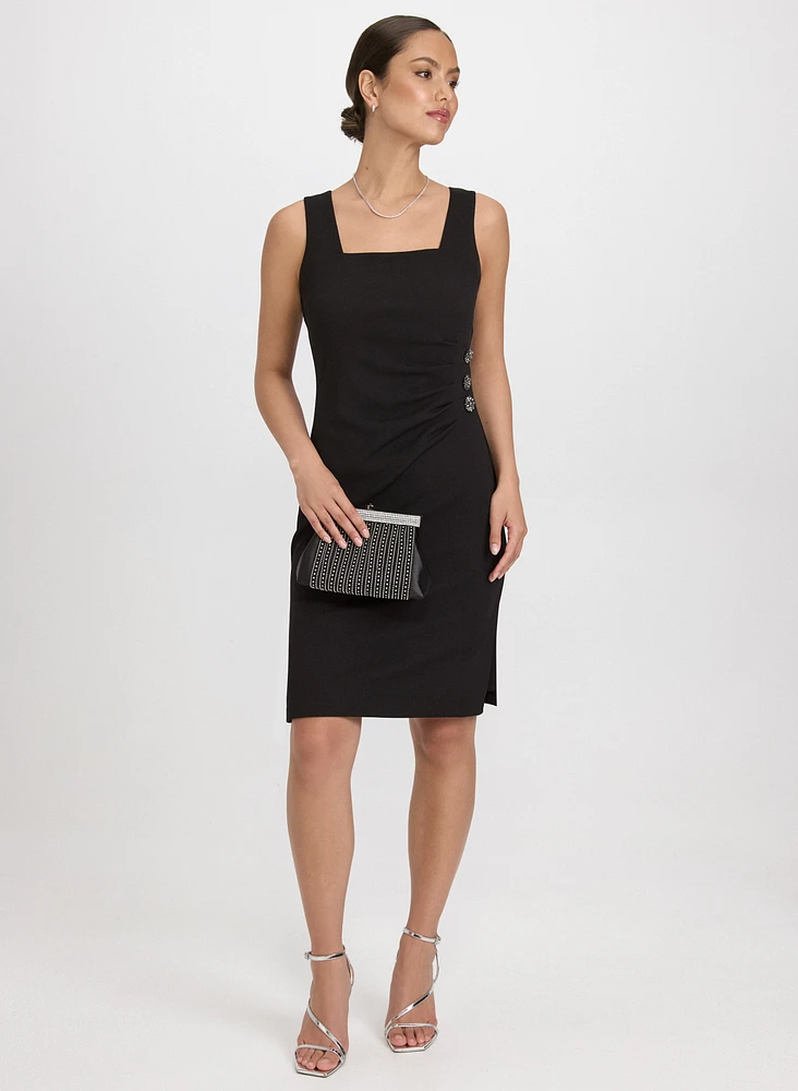 Jeweled Button Detail Dress