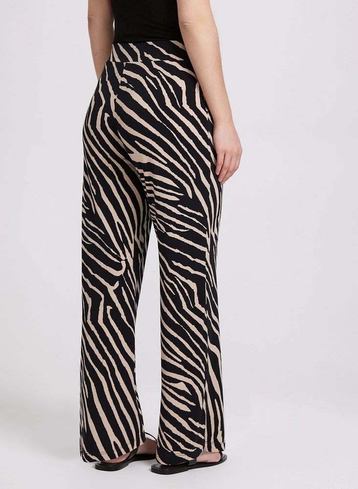 Olivia Zebra Print Wide-Leg Pants