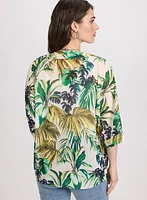 Tropical Open-Front Blouse