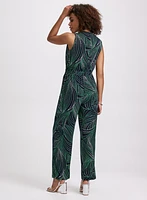 Abstract Leaf Print Jumpsuit