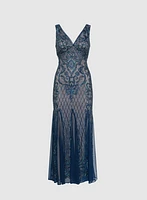 Sequin Embellished Mesh Dress