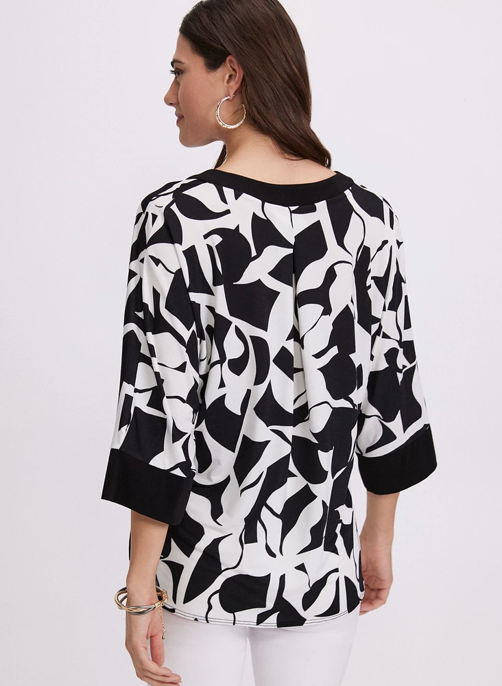 Printed Elbow Sleeve Top