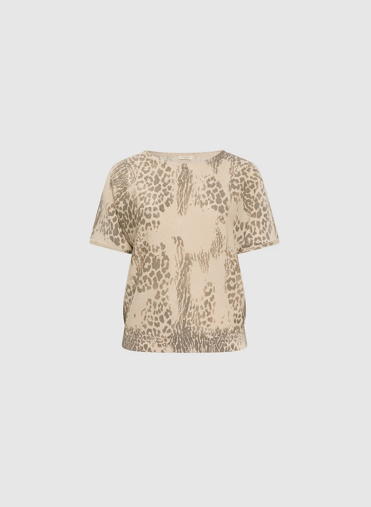 Leopard Print Dolman Sleeve Sweater