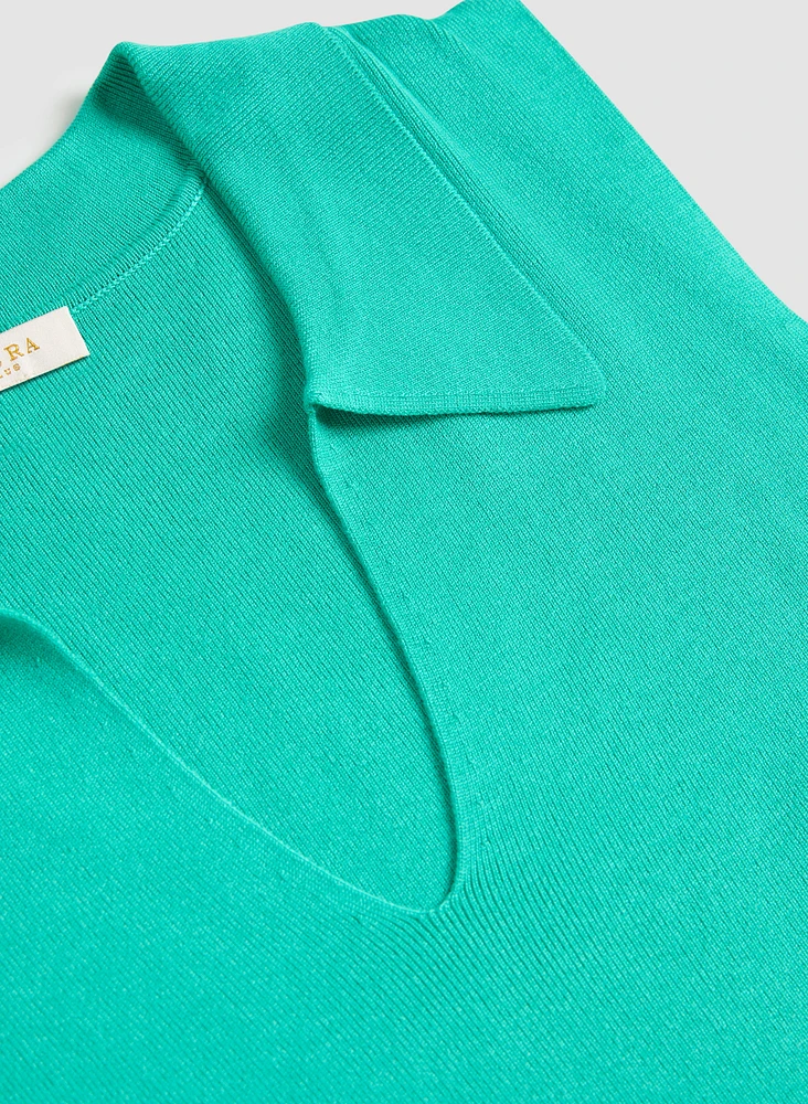 Ribbed Sleeveless Polo