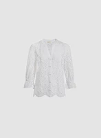 Eyelet Button Down Blouse