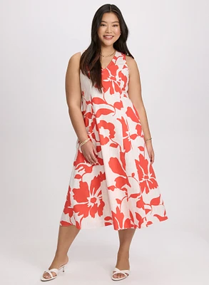 Floral Linen-Blend Dress