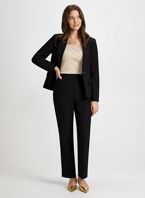 Veste à col cranté et pantalon à jambe droite