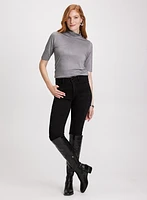 Metallic Knit Turtleneck Top