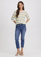 Striped Pointelle Knit Sweater