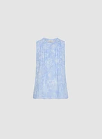 Sleeveless Floral Pleated Blouse