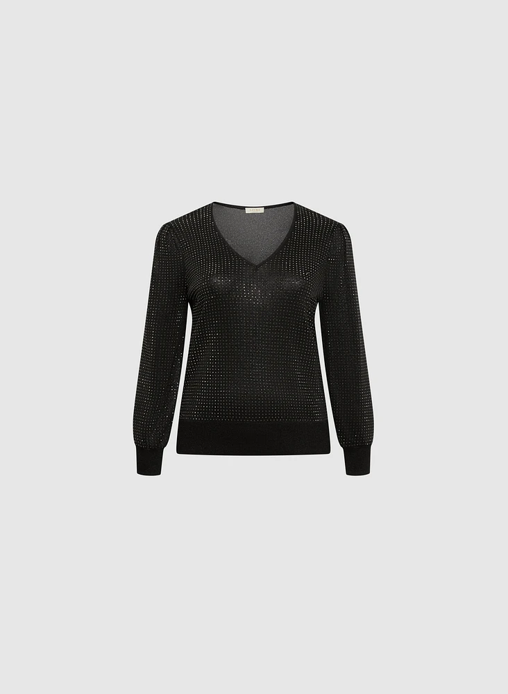 Rhinestone Detail Sweater