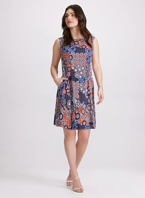 Geometric Tile Print Dress