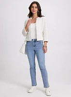 Tonal Stone Embellished Straight-Leg Jeans