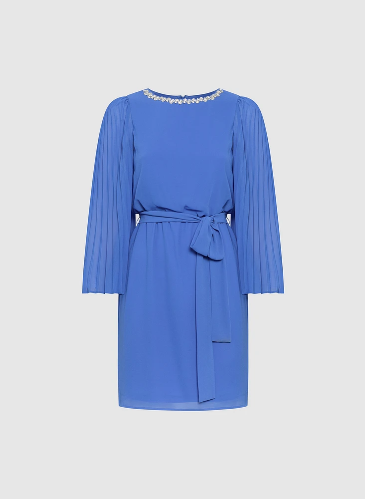 Embellished Cape Sleeve Dress
