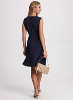 Sleeveless Metallic Button Dress