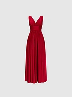 Sleeveless Plunging Neckline Dress