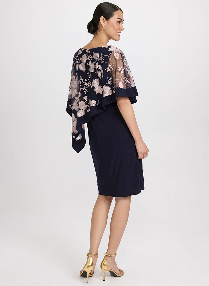 Embroidered Poncho & Jersey Dress