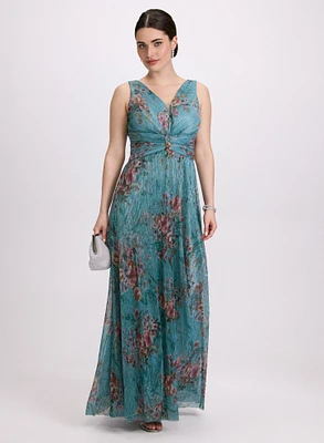 Plissé Floral Dress