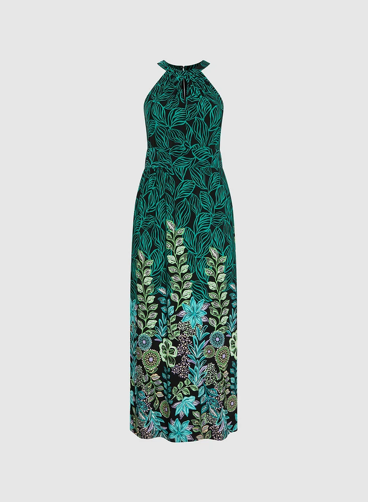 Leaf Print Maxi Dress