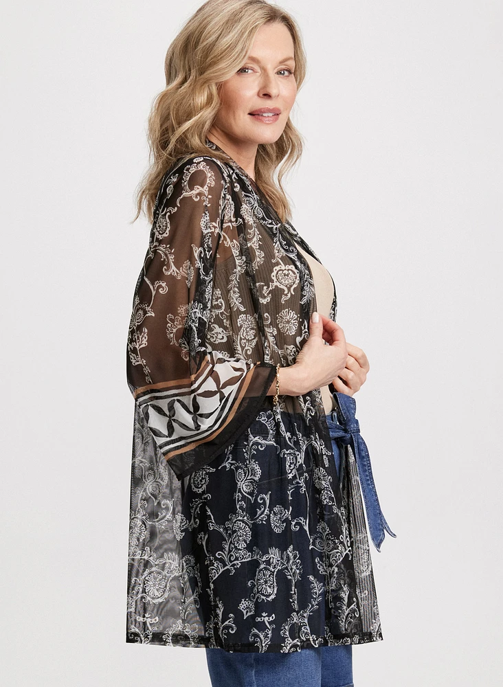 Patchwork Print Mesh Cover-Up