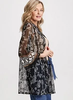 Patchwork Print Mesh Cover-Up