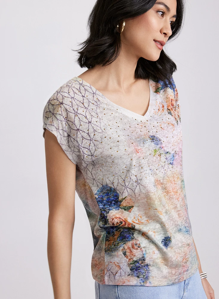 T-shirt à motif mélangé