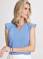 Ruffled Cap Sleeve T-Shirt