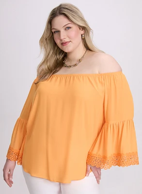 Joseph Ribkoff - Off-Shoulder Lace Trim Blouse