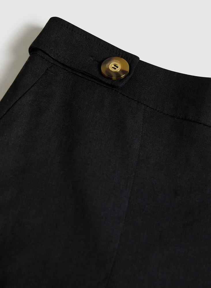 Linen-Blend Wide-Leg Capris