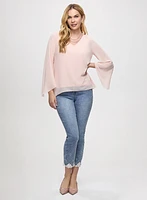 Flared Sleeve Chiffon Blouse