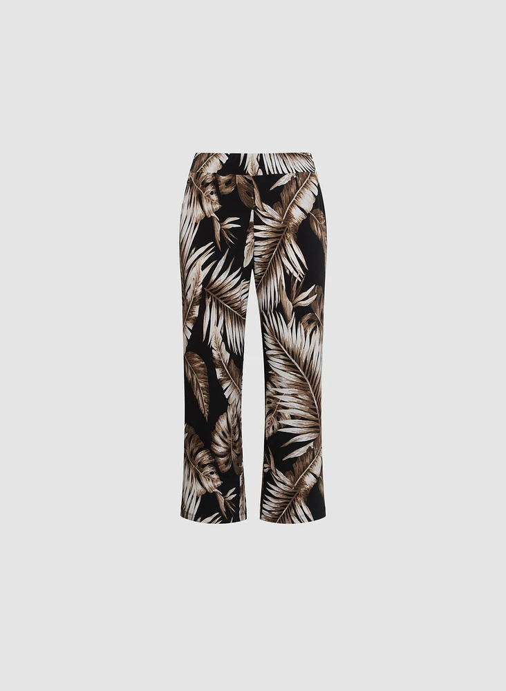 Palm Print Wide Leg Pants