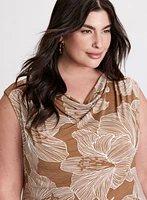 Cowl-Neck Floral Print Top