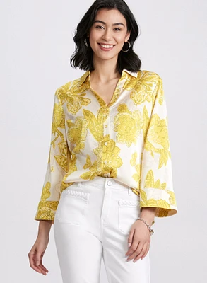 Blouse florale en satin