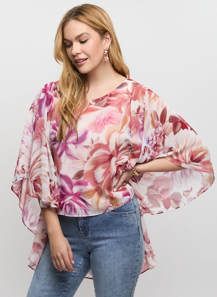 Flared Sleeve Floral Blouse