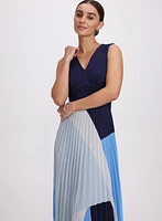 Pleated Geometric Print Dress