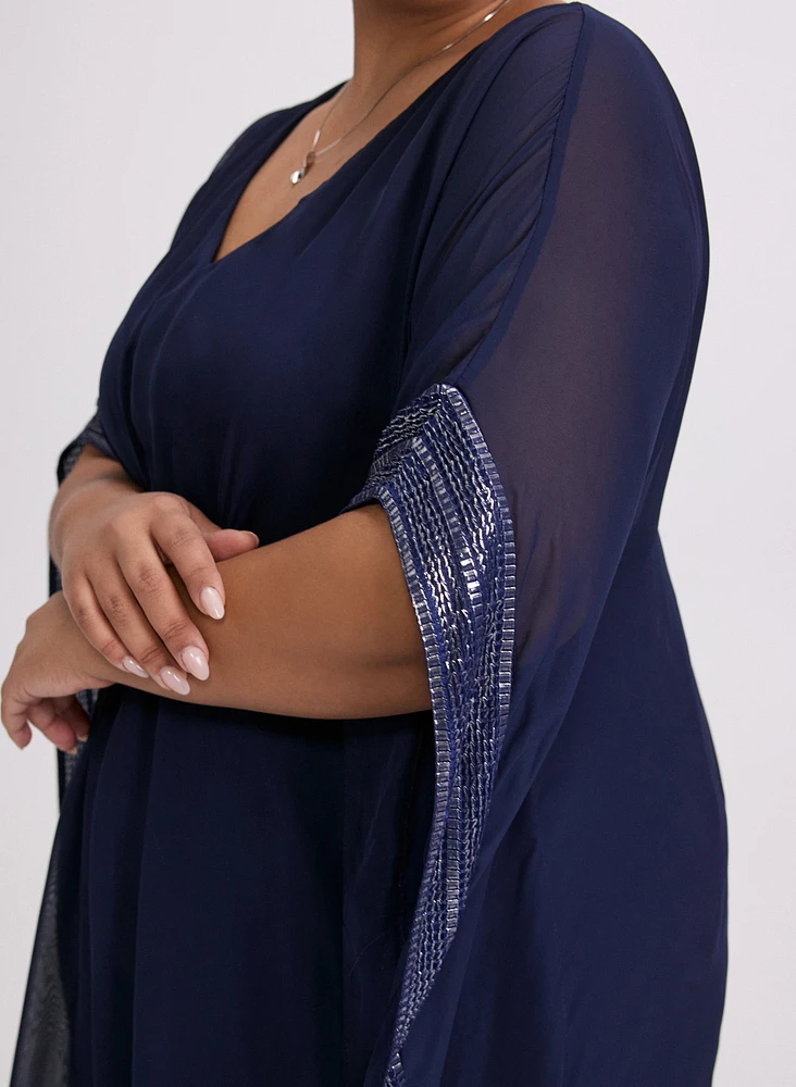 Foil Trim Kaftan Dress