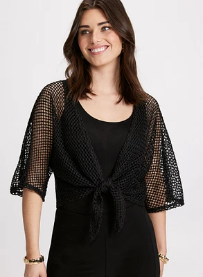 Boléro noué à l'avant en tricot ajouré
