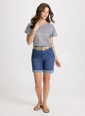 T-shirt rayé et short en jean