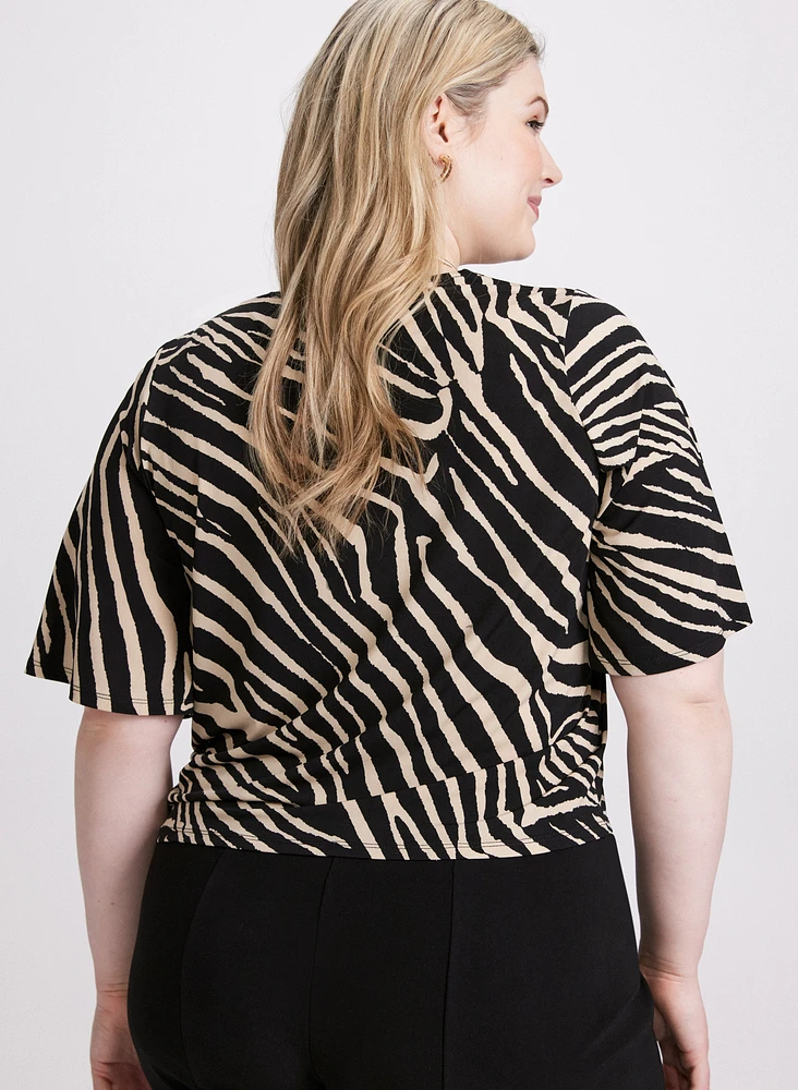 Tied-Hem Zebra Print Top