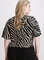 Tied-Hem Zebra Print Top
