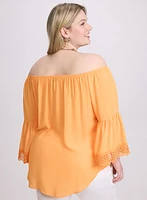 Joseph Ribkoff - Off-Shoulder Lace Trim Blouse