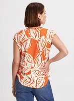 Leaf Print Cap Sleeve Top